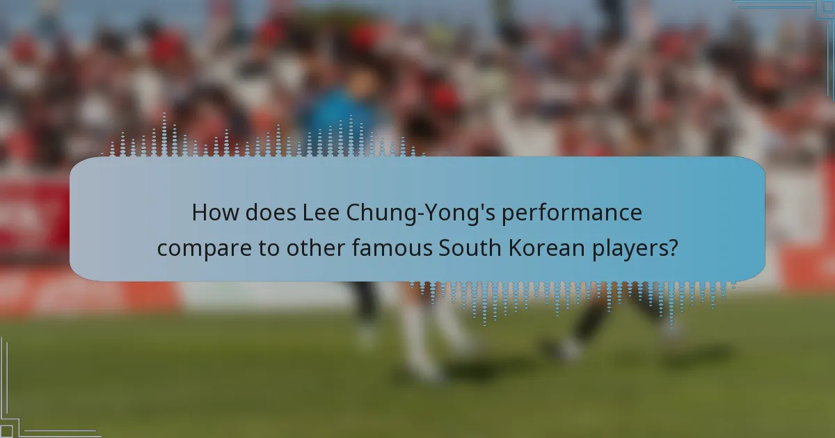 How does Lee Chung-Yong's performance compare to other famous South Korean players?